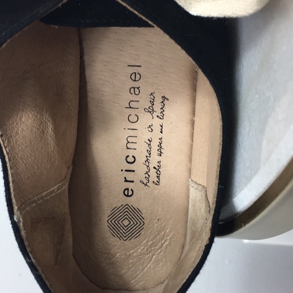 Eric Michael Black Suede Stacked Espadrille 40/10 - Picture 6 of 6